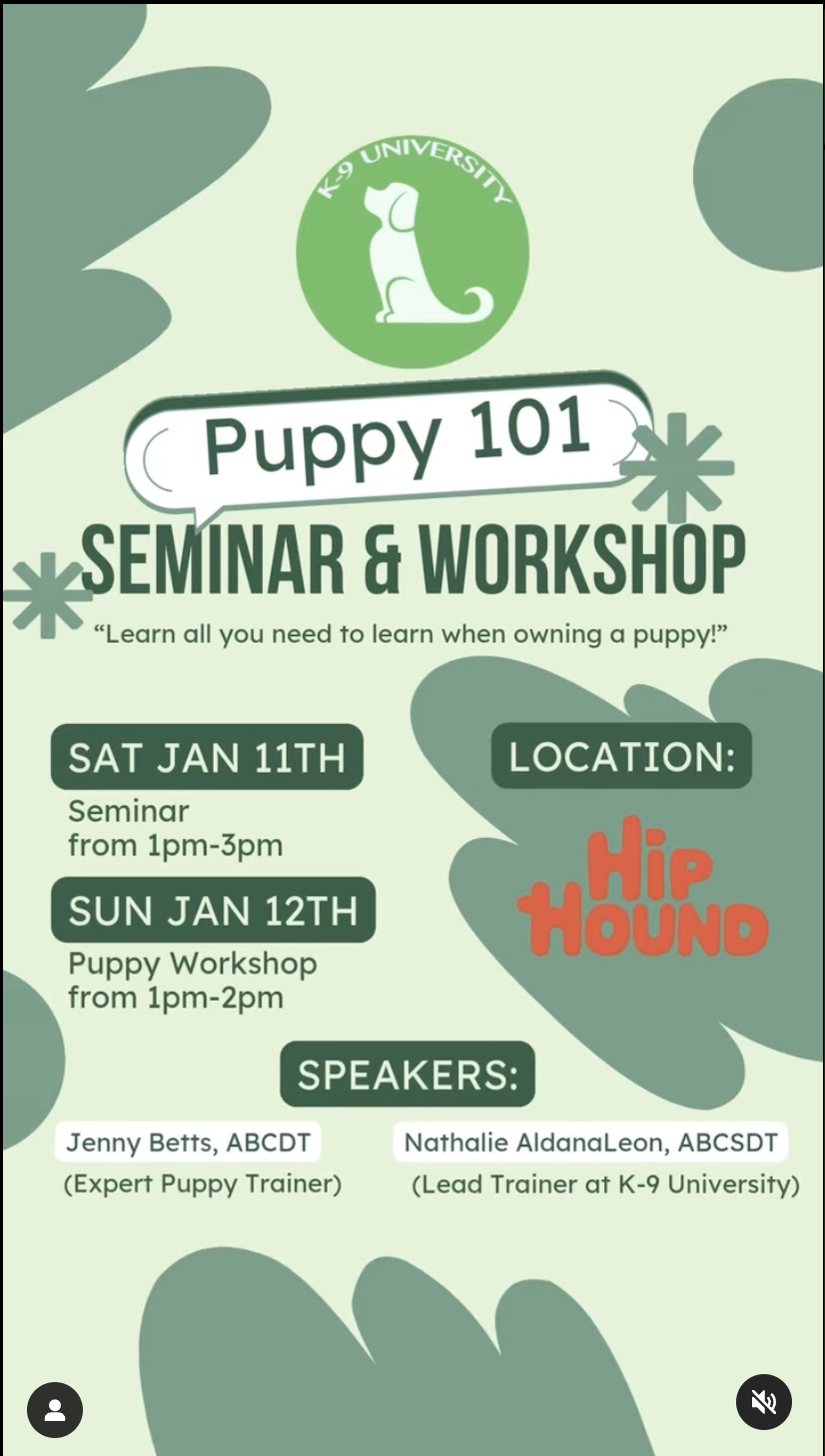 Puppy 101 Seminar & Workshop